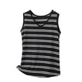 thumbnail image 2 of HOMBOM Tops for Women Striped Sleeveless T-Shirts V Neck Gray Summer Womens Graphic Tees, 2 of 5