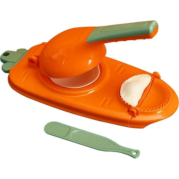 Dumpling Maker, 2 in 1 Dough Press Set, Multifunctional Manual Dough Maker Molds, Baking Pastry Kitchen Gadget (Orange)
