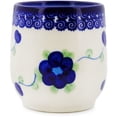 thumbnail image 3 of Polish Pottery 11 oz Tumbler (Blue Poppies Theme) Hand Painted in Boleslawiec, Poland + Certificate of Authenticity, 3 of 6