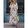 thumbnail image 4 of Robe Maxi Taille Haute à Imprimé Floral Élégant Mode Femme Col Rond Manches Courtes Bouffantes Robes Amples 2024 Chic Robes de Vacances d'Été, 4 of 6