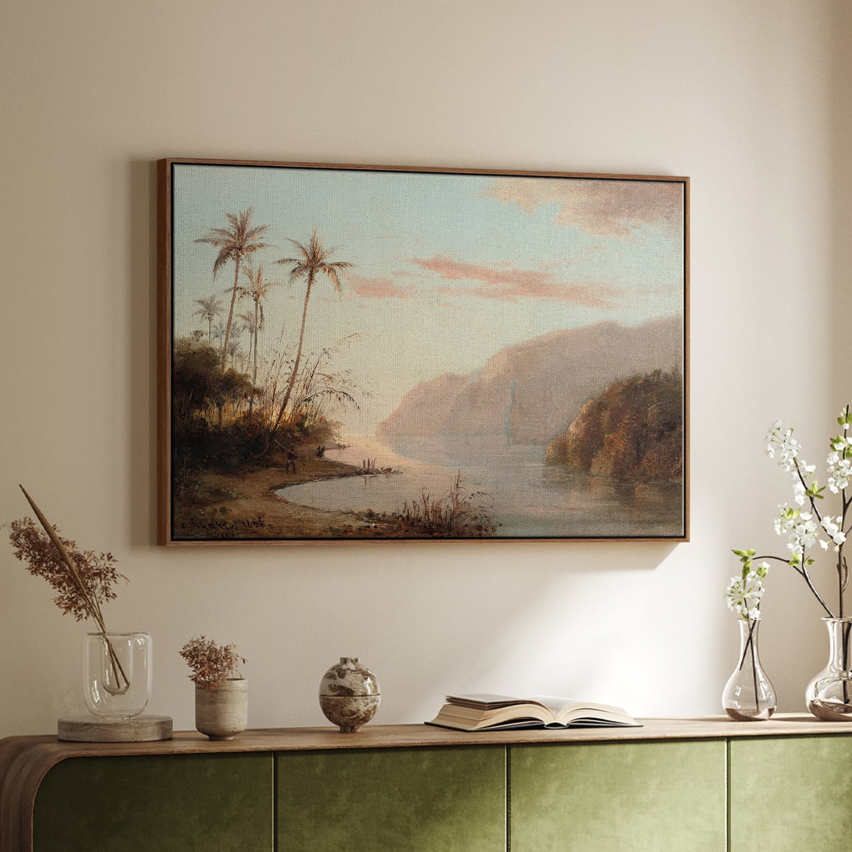 Vintage Landscape-XXXVI By Wexford Home Framed in Walnut Wood Gallery Wrapped Canvas 27 in. x 41 in.