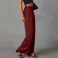 thumbnail image 7 of Mgmyaa Women's Wide Leg Pants High Elastic Waist Office Work Trousers Pockets Stretch Comfort Cargo Pants, 7 of 7