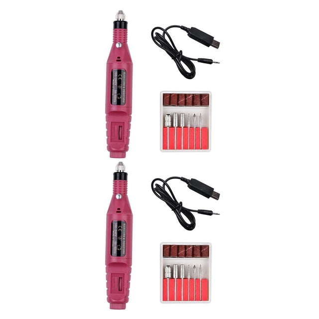 QualitChoice Electric Nail Drill Manicure Machine Bits Holder Storage Boxes DIY Art Tool Kit Red 2Set