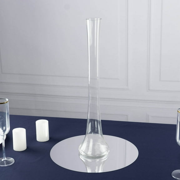 Efavormart 6 Pack Clear Heavy Duty Eiffel Tower Glass Vases with Round Base, Tall Skinny Flower Bud Vase Centerpieces - 20"