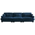 thumbnail image 6 of Extra Large 3-Seat Blue Velvet Sofa | Modern Oversized Couch for Living Room | Cloud-Like Comfort w/ Bolster Arms & Pillows | Sturdy Wood Frame | 190lb, 6 of 14