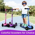 thumbnail image 3 of 2-in-1 Kids Scooter for Ages 3-12, 3 Wheel Lean to Steer Scooter with LED Light-Up Wheels, Adjustable Handlebar, Foldable & Detachable for Boys & Girls,Purple, 3 of 8