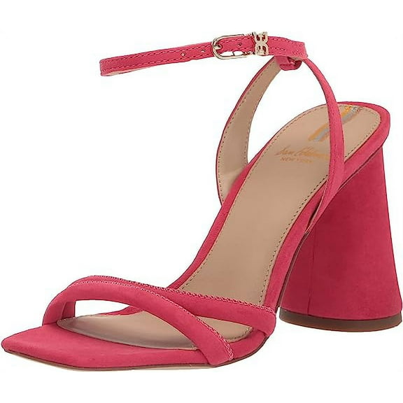Sam Edelman Kia Ultra Fuchsia Squared Open Toe Ankle Strap Block Heeled Sandals (Ultra Fuchsia, 5)