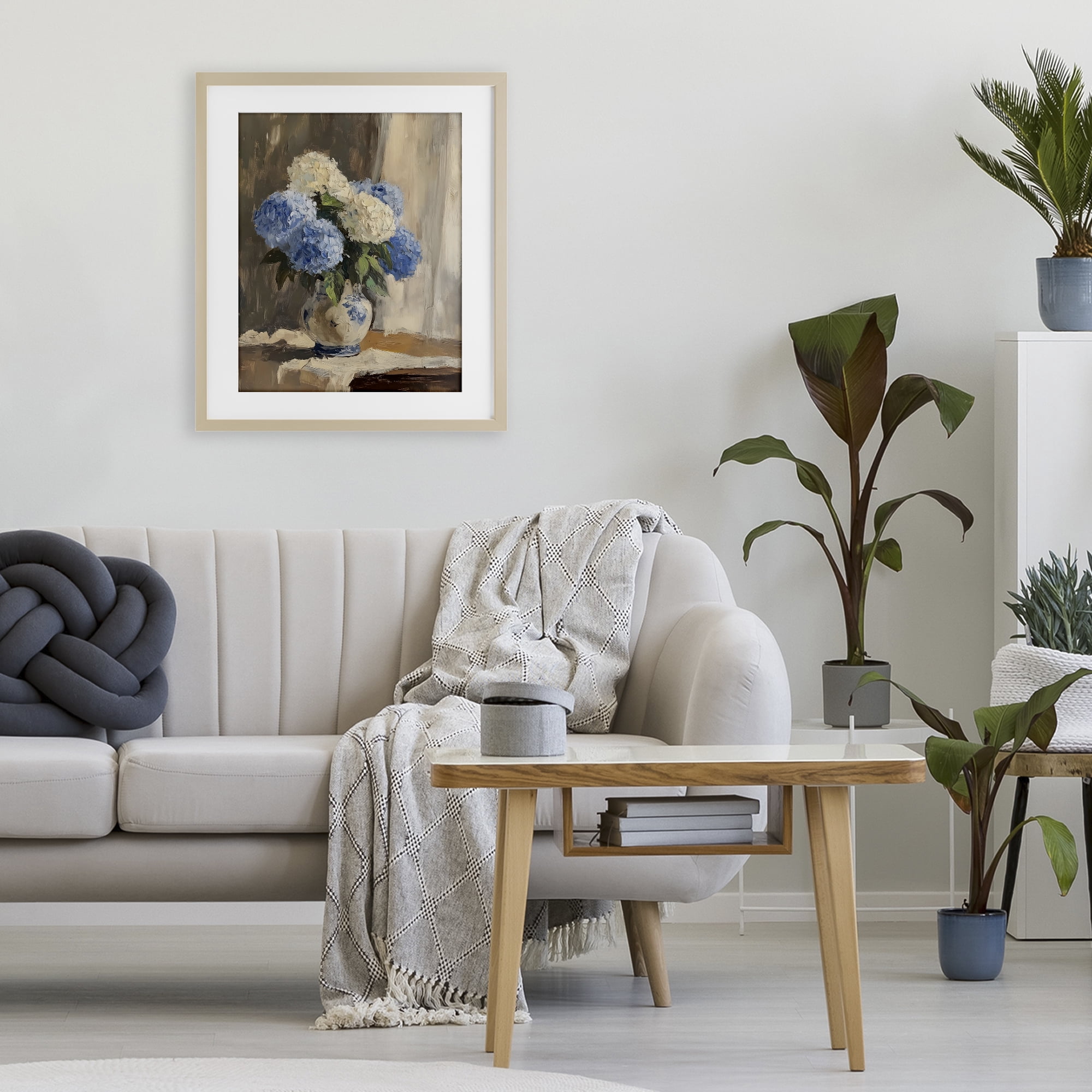 Stupell Industries Vintage Hydrangea in Ceramic Vase Birch Framed Print Under Glass, design by LSR Design Studio