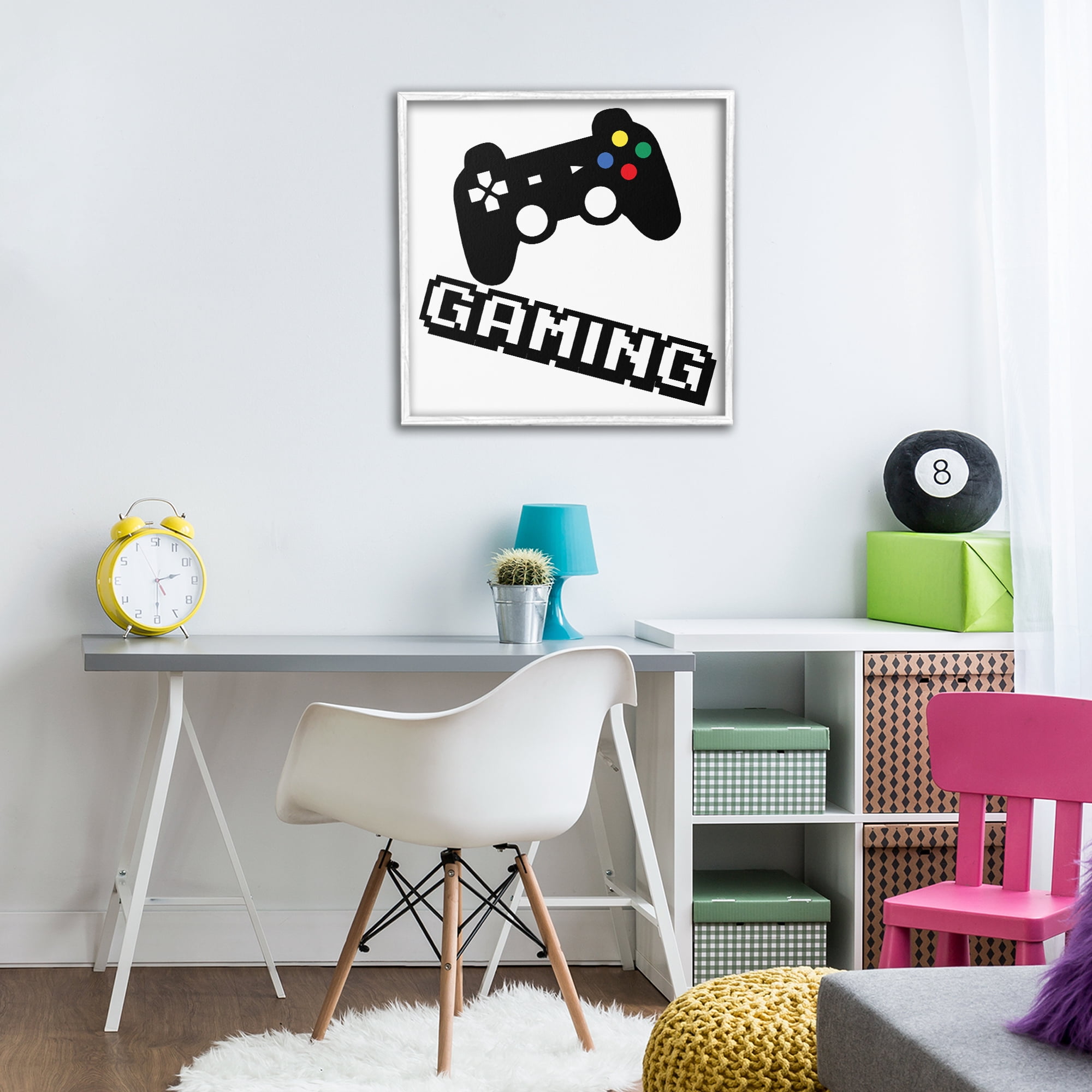 Stupell Industries Playful Pixel Gaming White Framed Giclee Art, design by Marcus Prime