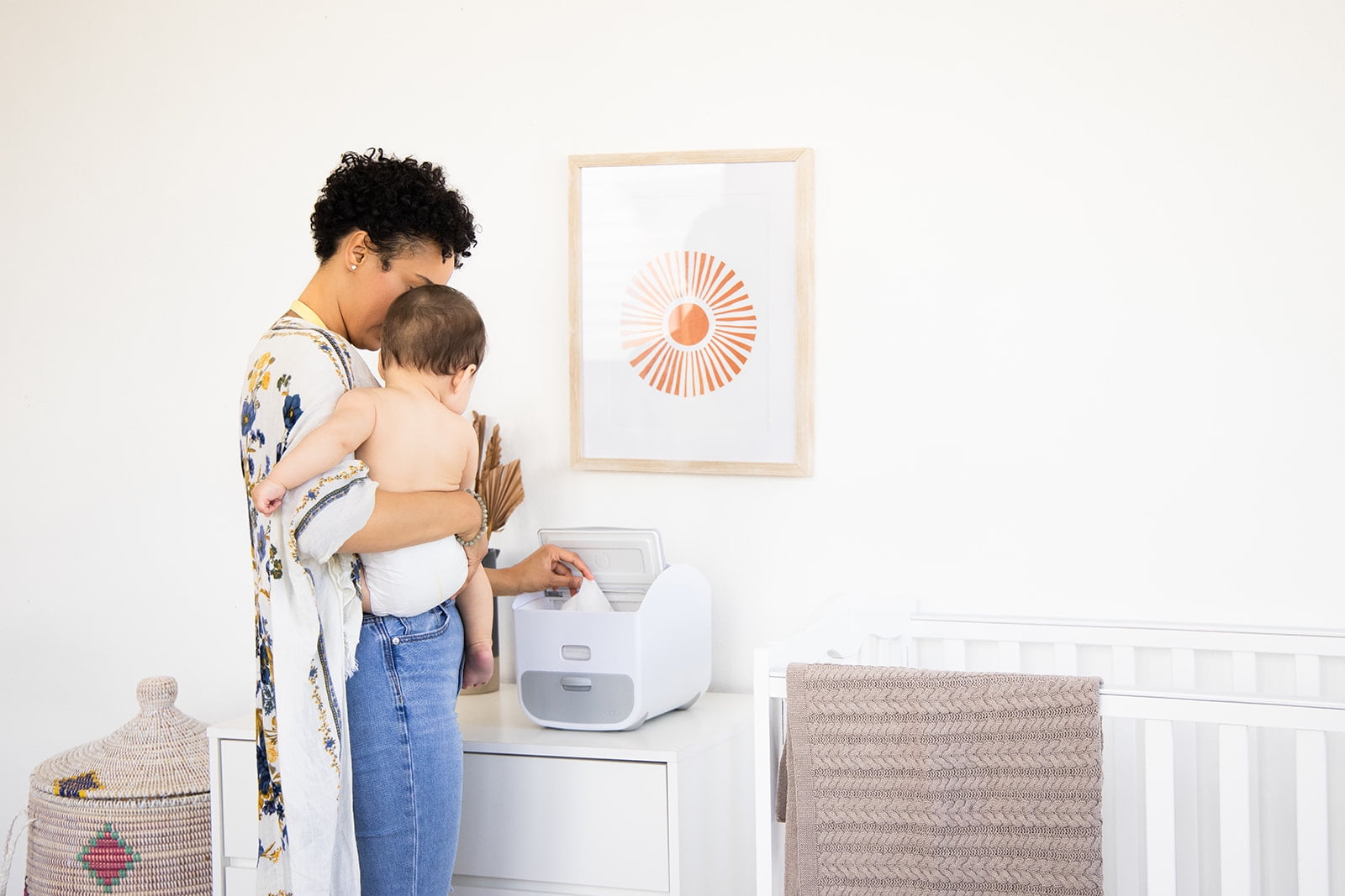 Ubbi Portable Baby Diaper Organizer Station & Folding Changing Mat to Aid Adults in Diapering, Gray