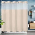 thumbnail image 6 of No Hook Beige Pure Color Shower Curtain with Snap in Liner Set, Aesthetics Contemporary Modern Waterproof Fabric Bathroom Curtains with See Through Top Window, Hotel Style Long 72 x 78 Inch, 6 of 9