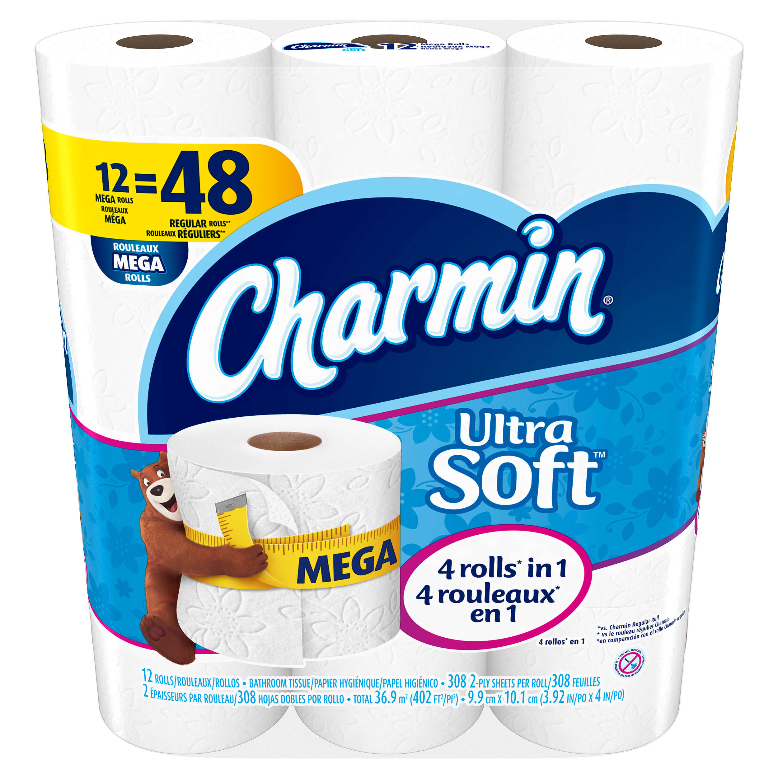 Charmin Ultra Soft Toilet Paper 12 Mega Rolls (Pack of 1) - image 3 of 6