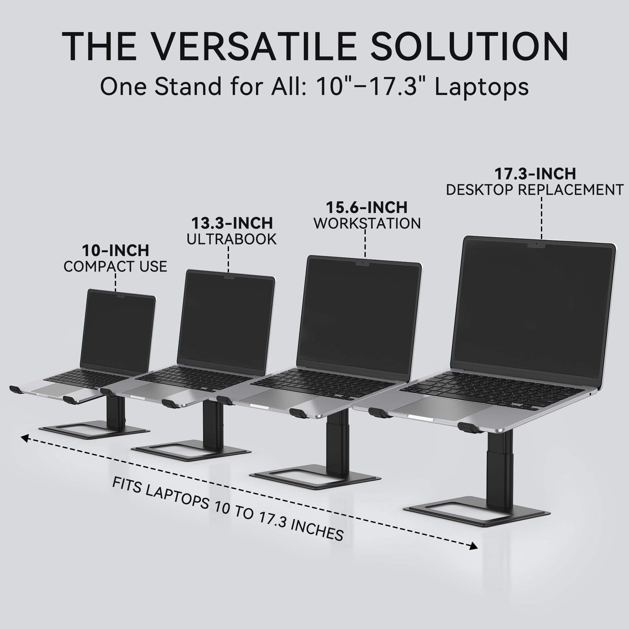 Adjustable Laptop Stand  Ergonomic Aluminum Riser For 10-17.3" Notebooks Ventilated Metal Holder With Height Alignment Desk Workspace Black