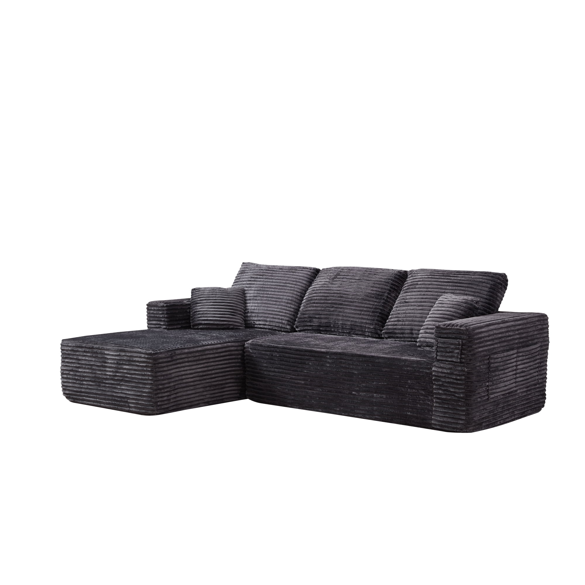 HOQBN 100.39" Cloud Sectional Couch with L-Shape Chaise,Modern Modular Sofa with Deep Seat,No Assembly Required,Compressed Packaging for Living Room Grey