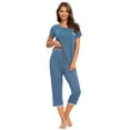 thumbnail image 1 of MINTLIMIT Women's Short Sleeve Tops and Capri Pants Solid Pajama Sets, 1 of 5