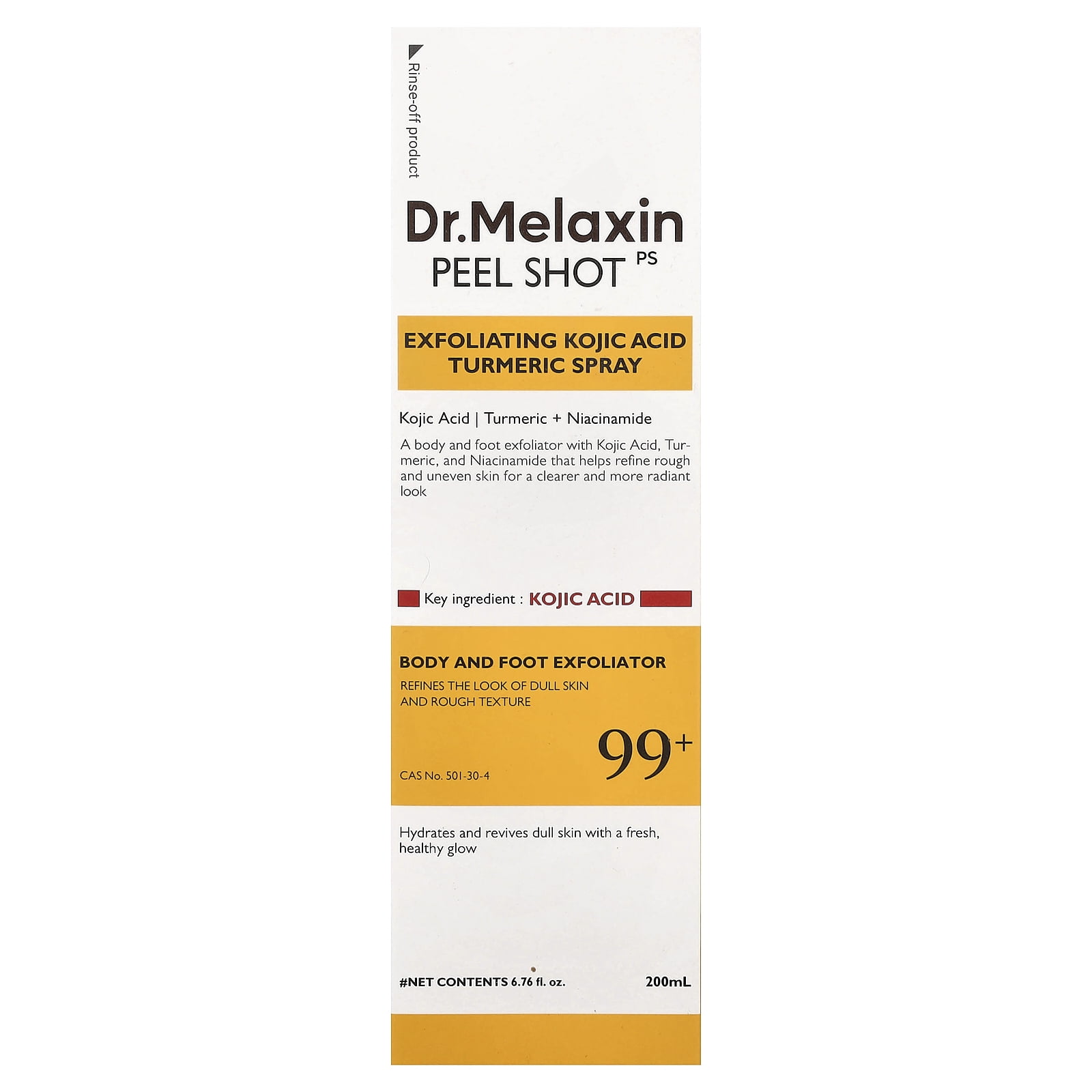 Dr.Melaxin Peel Shot Exfoliating Kojic Acid Turmeric Spray 6.76 oz 8809886482809