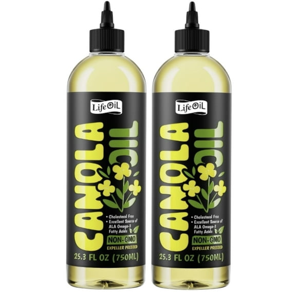 LifeOiL Non-GMO Canola Oil (Pack of 2) 25.3 Fluid Ounces - 750 ML