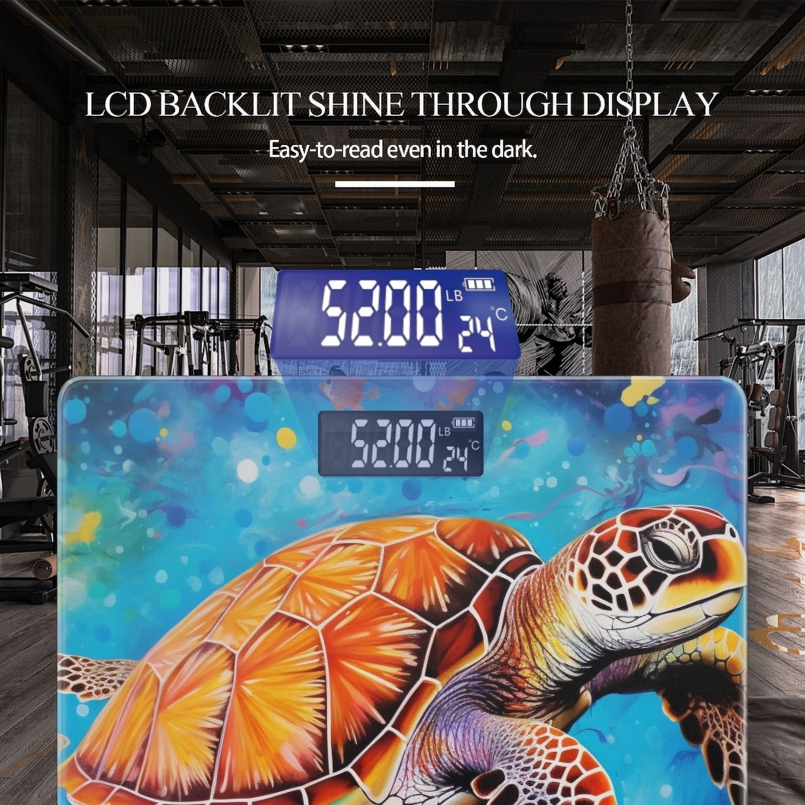 Bathroom Scale, Highly Accurate Digital Body Scale,Precisely Measures Weight up to 400 lbs-Orange Sea Turtle Swimming Gracefully In The Deep Blue Ocean