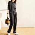 thumbnail image 1 of Estación europea, ropa de otoño, nueva moda femenina, traje deportivo informal de temperamento social, pantalones de pierna ancha, traje de punto de dos piezas, 1 of 4