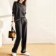 thumbnail image 1 of Estación europea, ropa de otoño, nueva moda femenina, traje deportivo informal de temperamento social, pantalones de pierna ancha, traje de punto de dos piezas, 1 of 4