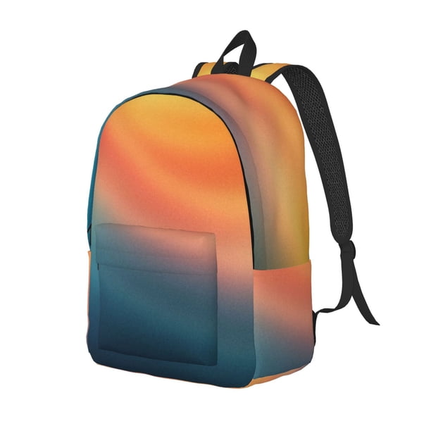 Disketp yellow orange and teal Mochila de Lona Estampada, Mochila Escolar de Viaje Ligera para Estudiantes y Portátil-Medium