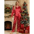 thumbnail image 4 of DAKIMOE Silk Satin Pajamas Set Womens Christmas Pajamas Long Sleepwear Button Down 2 Piece Classic Soft Loungewear Pjs Set, 4 of 6