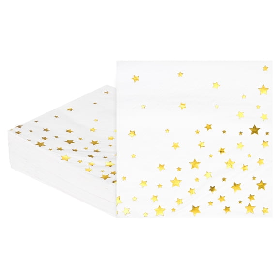 Uxcell 50Pack Five Star Cocktail Paper Napkins for Parties and Events[White]