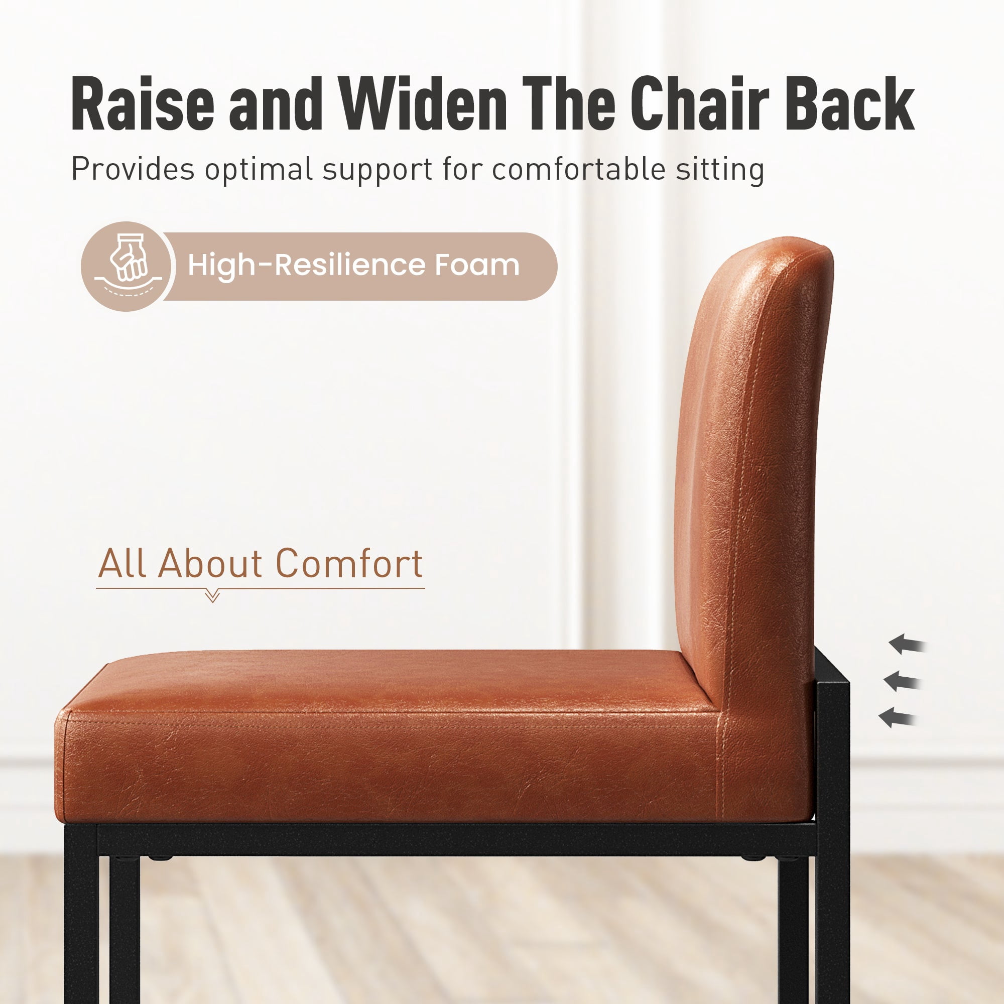 MF Studio Bar Stool with Back Set of 2, 24" Counter Height Bar Stool with 3.5" Thick Padding for Home Kitchen, Brown