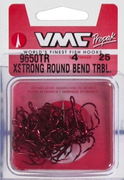 Pack of 25-9650 Carbon Hooks VMC 9650TR Tin Red Treble Hooks Size 3 