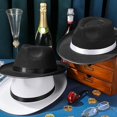 thumbnail image 3 of Hsqqdc Elegant Fedora Trilby Hat, Nonwoven Jazz Cap Classic Gentleman Panama Hat, 3 of 7