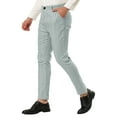 thumbnail image 5 of Lars Amadeus Men's Dress Stripe Pants Slim Fit Flat Front Business Trousers, 5 of 6