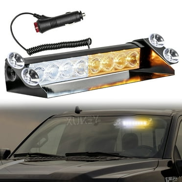 AUTOXBERT 8-LED Emergency Strobe Light Dash Windshield Hazard Warning Flashing Strobe Lamp w/ Suction Cup for Car Truck