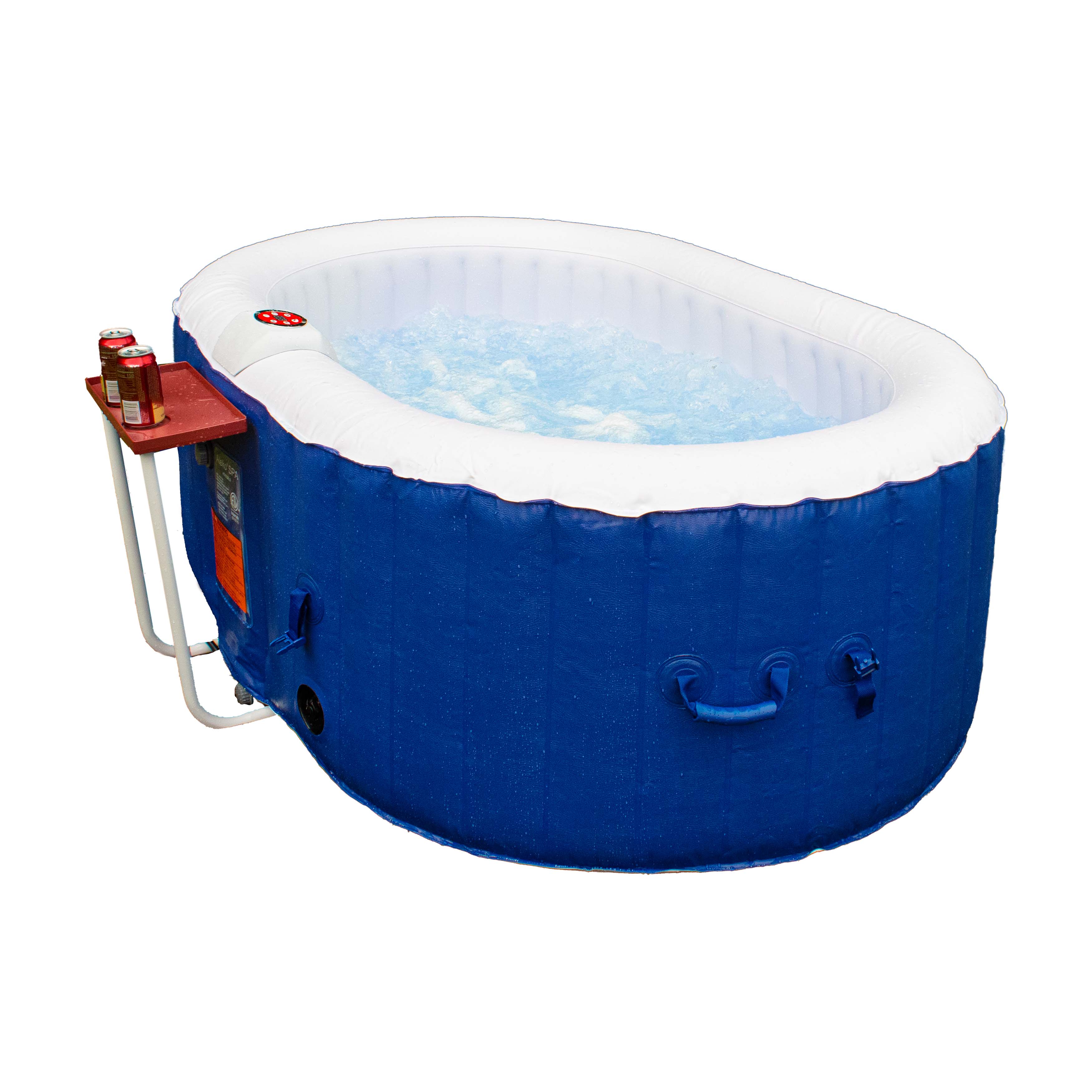 ALEKO Oval Inflatable Dark Blue 2 Person Hot Tub Spa with Drink Tray and Cover - image 4 of 14