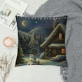 thumbnail image 2 of PRATYUS Christmas Throw Pillow Cushion Cover, Winter Scenery with Designed House and Tree at Night Family Themed Concept Art, Decorative Square Accent Pillow Case 18x18in, 2 of 5