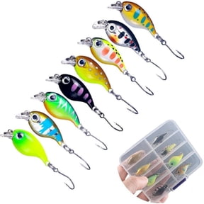 8pcs Mini Crankbait Fishing Lures Kits, Crankbaits Set with Storage Box, Mini Wobbler Hard Baits with Single Hook for Bass Trout Pike, Topwater Lures Kit for Freshwater Saltwater 1 Set