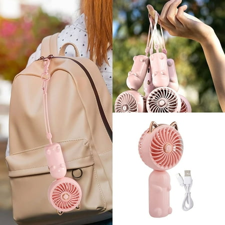 

Fan Portable Handheld 3 Speeds Strong Wind Mini USB Personal Ventilator With Rechargeable Battery Cute Small Electric For Girls/Women/Kidd/Lady Outdoor Travel for Indoor Office use