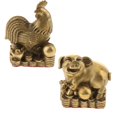 thumbnail image 1 of Conjunto De 2 Unids Zodíaco Soledad Escultura Animal Estatuilla De Colección Cerdo Gallo Adorno de animales chinos, 1 of 10