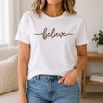 thumbnail image 5 of Believe Graphic T-Shirt, Unisex Classic Fit Cotton Tee, 5 of 9