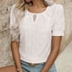 thumbnail image 2 of Camiseta de cuello redondo para mujer con detalle fruncido - Informal Primavera/Verano, ligera, fácil de cuidar, ideal para combinar con vaqueros, 2 of 7