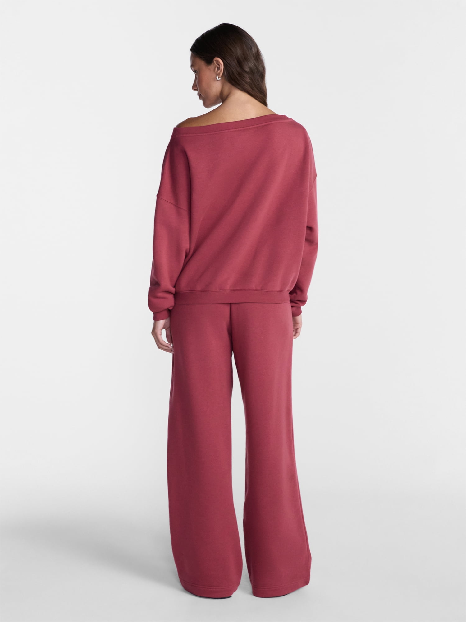 No Boundaries Fleece Sweatshirt and Wide Leg Pants Set, 2 Piece, Women’s and Women's Plus Sizes XXS-4X