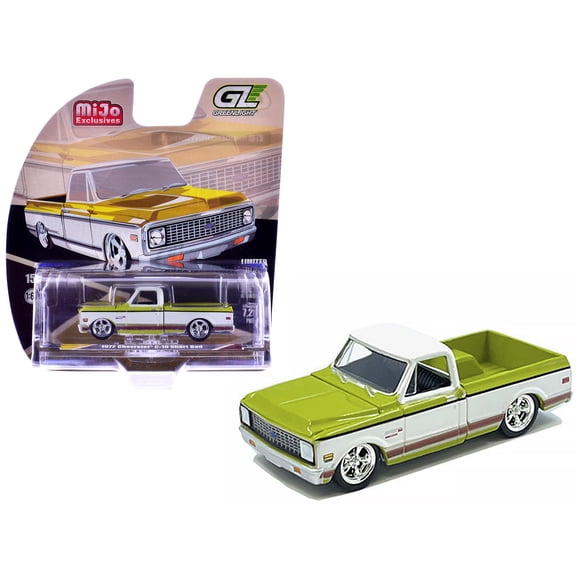 1972 Chevrolet C-10 Short Bed Pickup Truck Mustard Yellow & White "Mijo Exclusives" Series 1/64 Diecast Model Car by Greenlight.