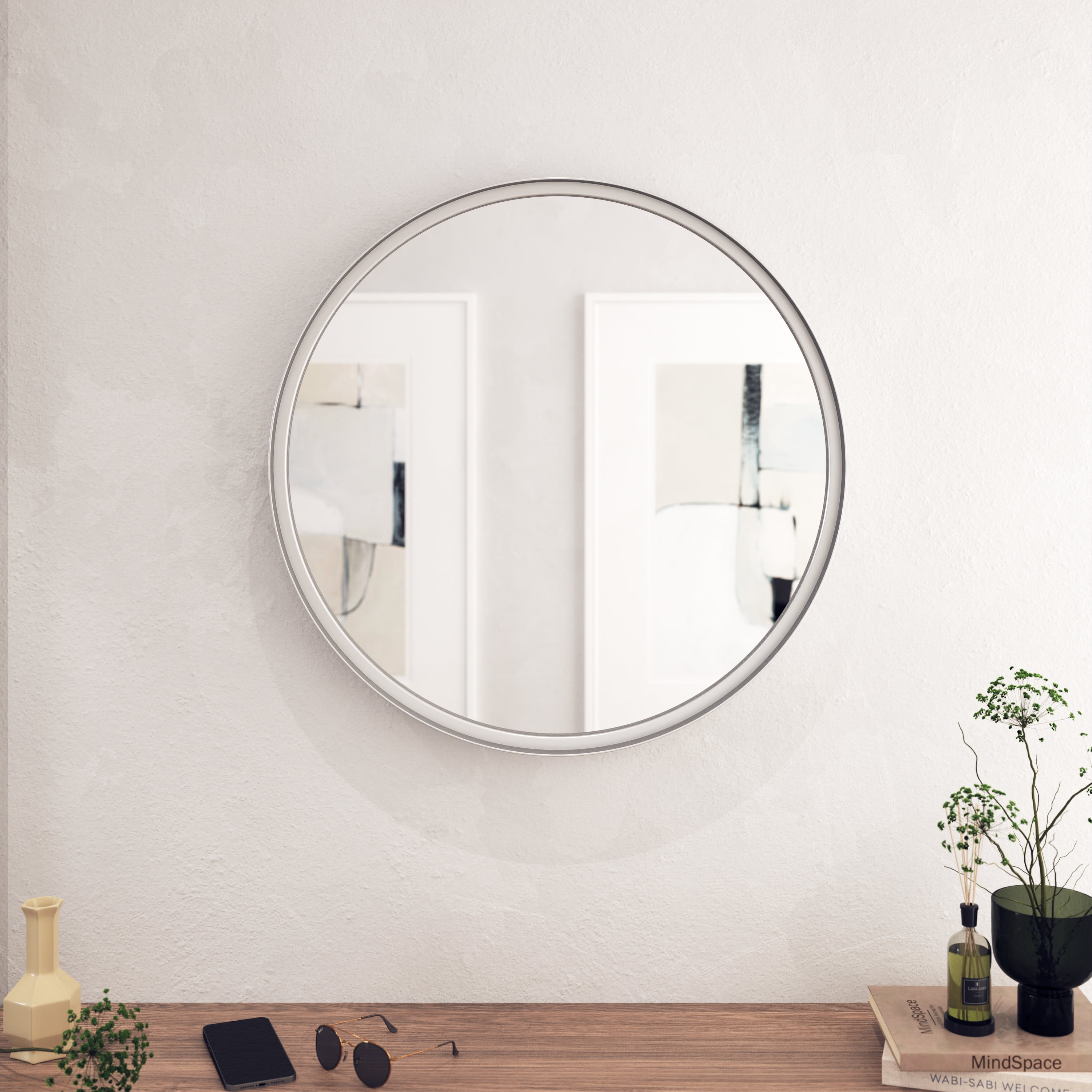 HBCY Creations Silver Round Wall Mirror 27.5 Inch Large Round Mirror