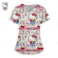 thumbnail image 3 of Ropa de mujer, camiseta de verano, camisetas de Hello Kitty, camiseta con cuello en V, camisetas con bolsillos, uniforme de enfermera, camisetas de Hospital, camisetas para mujer 2023, 3 of 5