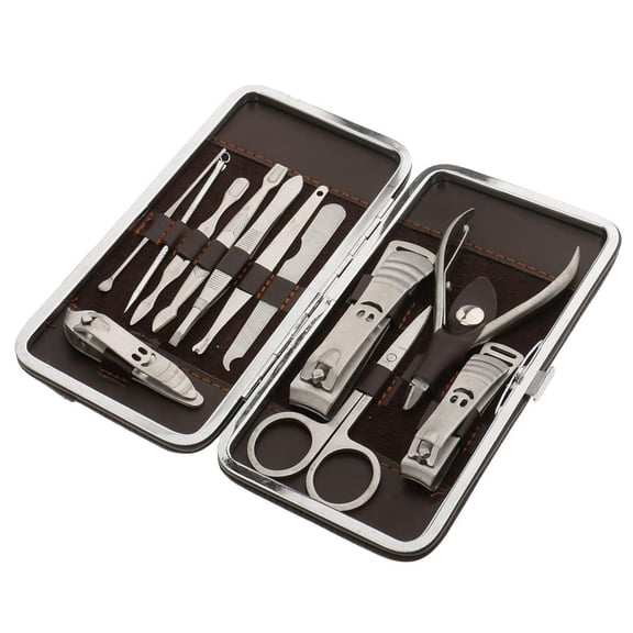 de empujador de cortaúñas de material acero inoxidable Kit de aseo profesion para de uñas Kit de manicura y pedicura de 12 piezas con