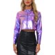 thumbnail image 1 of Chaquetas cortas para mujer INSPIRE CHIC con cuello de pie, cremallera metálica, mangas largas, chaqueta de fiesta M azul, 1 of 6