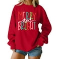 thumbnail image 5 of Women's Christmas Sweatshirt Cheerful Embroidered Sweater Crew Neck Wool Linen Warm Winter Wear, 5 of 10