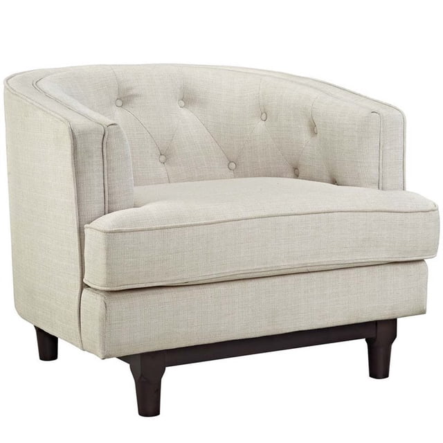 Modway Coast Modern Upholstered Polyester Fabric Armchair, Beige