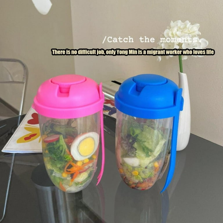 Salad Meal Shaker Cup With Fork And Dressing Holder