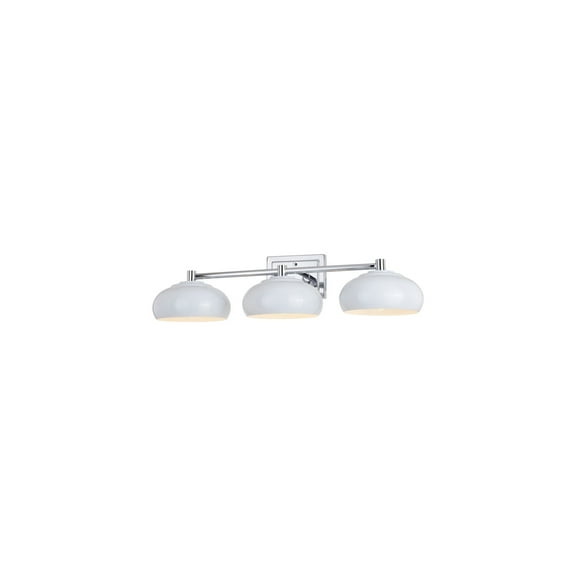 HomeStock Old World Charm 3 Light Vanity Chrome and Gloss White, 3 Light Vanity Light, Bathroom Vanity Light