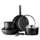 thumbnail image 1 of Juego de utensilios de cocina CAROTE, 11 unidades, antiadherentes, de inducción con mango, color negro, 1 of 8